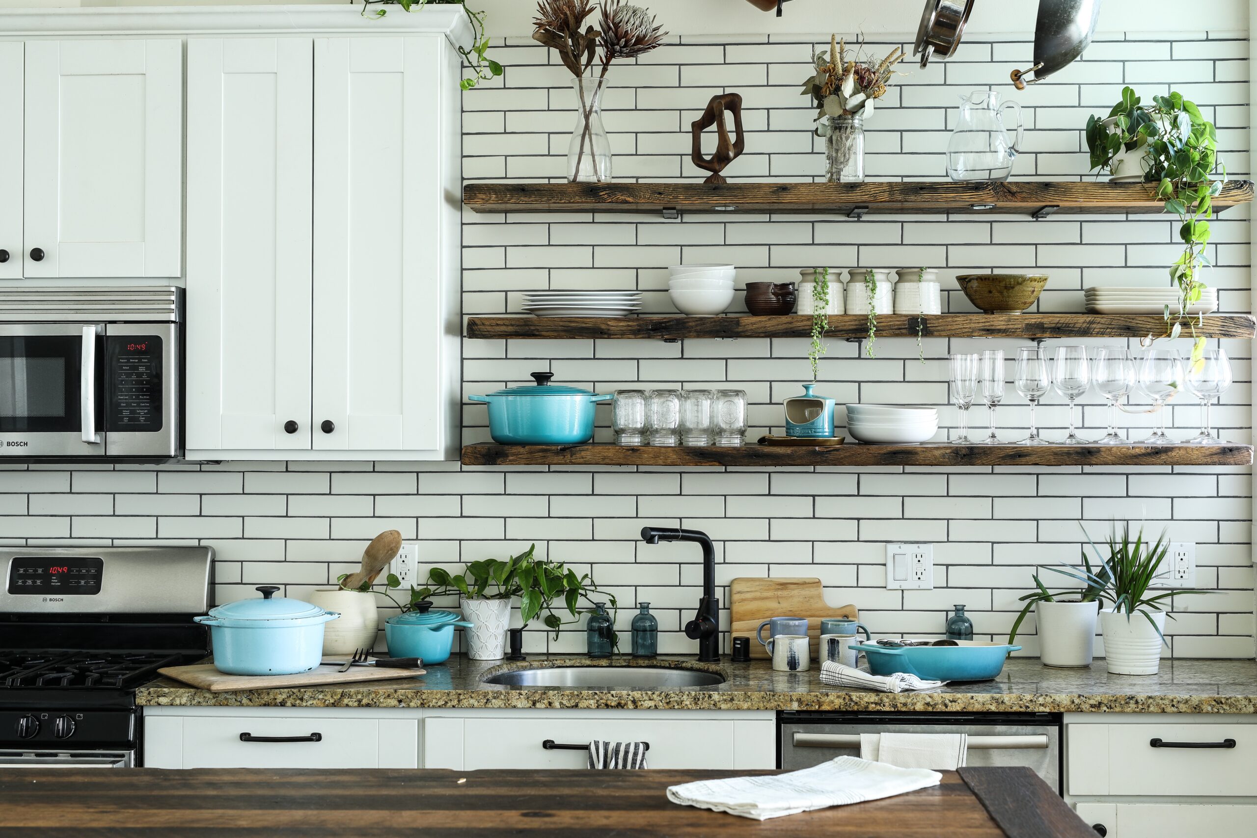 white kitchen with storage